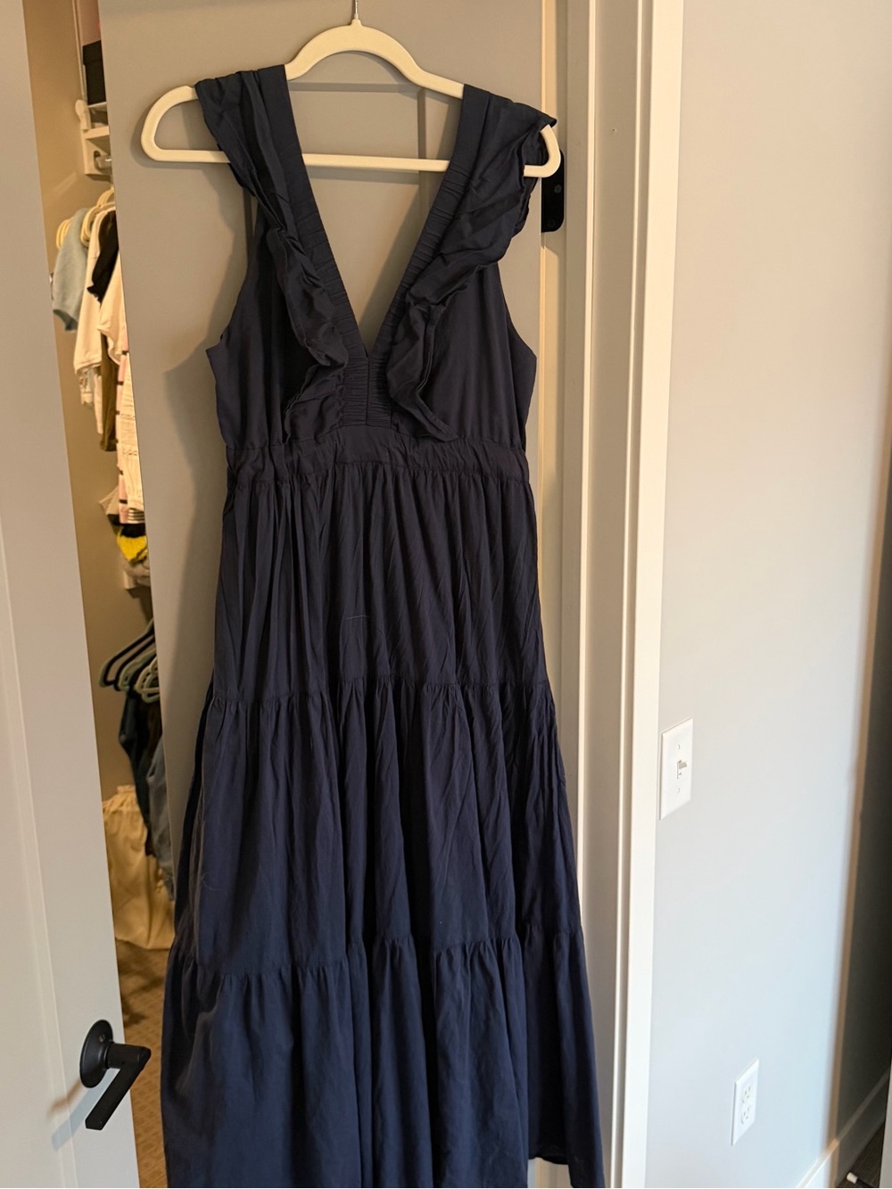 Madison Mathews Savannah midi dress in navy